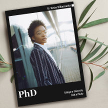 Minimaler Schwarz-weißer PhD-Abschluss im Foto