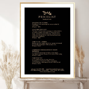 Minimaler Schwarzer Botanischer Salon-Preisliste P Poster