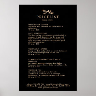 Minimaler Schwarzer Botanischer Salon-Preisliste P Poster