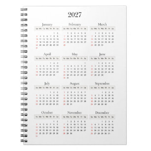Minimaler schwarzer Kalender 2027 Beliebige Hint Notizblock