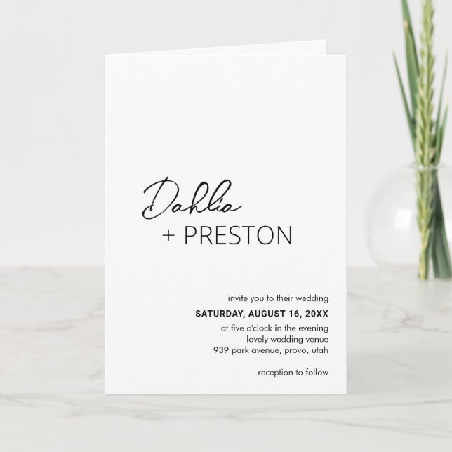 Minimaler schwarzer und weißer QR-Code Moderne Hoc Einladung (Vorderseite)