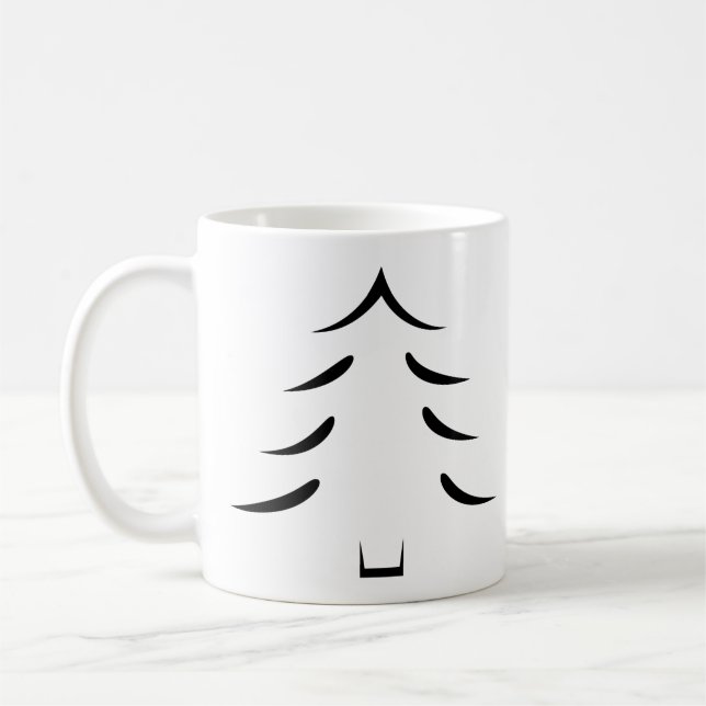 Minimaler Schwarzweiss-Weihnachtsbaum Kaffeetasse (Links)