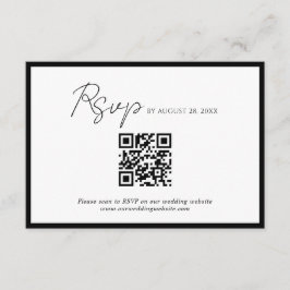 Minimaler Script Black Border QR Code Hochzeit Rsv Begleitkarte