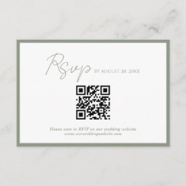 Minimaler Script Green Border QR Code Hochzeit Rsv Begleitkarte