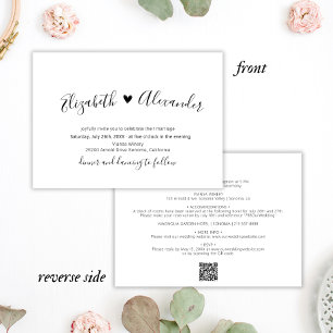 Minimaler Script-Herz in einem QR-Code Hochzeit Einladung