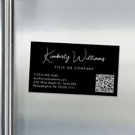 Minimaler Script QR Code Beruflich Schwarz Magnetische Visitenkarte
