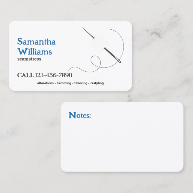 Minimaler Seamstress Visitenkarte (Vorne/Hinten)