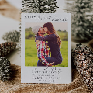 Minimaler Silber fast Save the Date Verheiratet Feiertagskarte