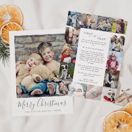 Minimaler Silber Was für ein Jahr Foto Collage Wei Feiertagskarte