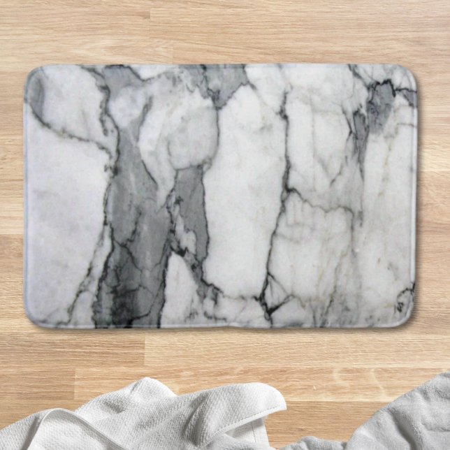 minimaler skandinavischer, moderner, chic-grauer M Badematte (minimal scandinavian modern chic grey white marble bath mat)