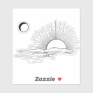 Minimaler Sonnenschutz- und Mondästhetikaufkleber Aufkleber