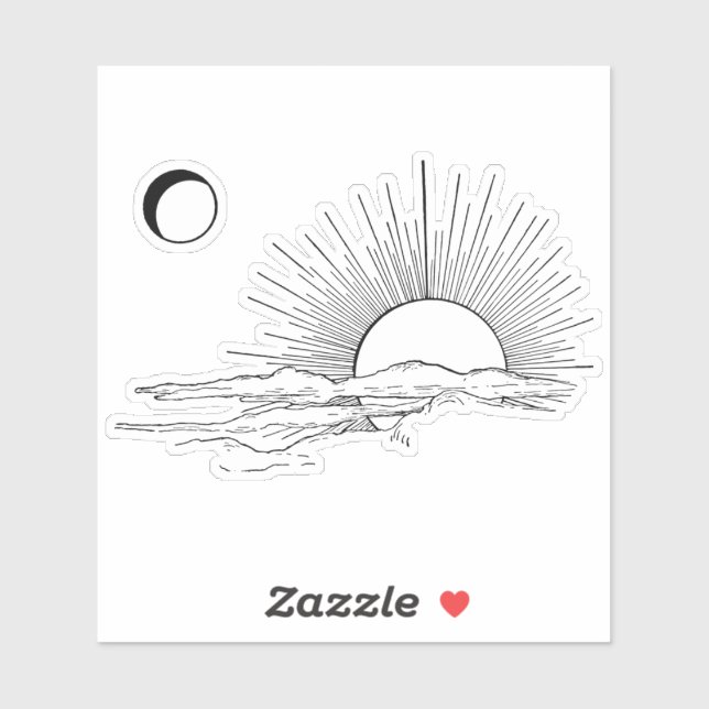 Minimaler Sonnenschutz- und Mondästhetikaufkleber Aufkleber (Blatt)