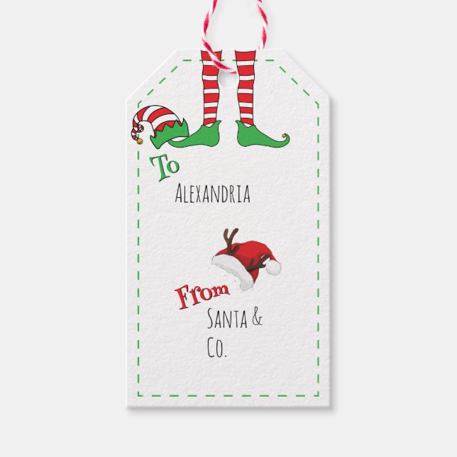 Minimaler Spaß Niedliche Elfenbeine und Weihnachts Geschenkanhänger (Vorderseite)