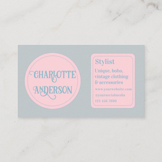 Minimaler Stylist für Mode Visitenkarte (Rückseite)