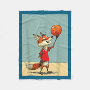 Minimaler süßer Fuchs Sport lustiger Basketball Fleecedecke