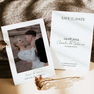 Minimaler Text und Foto-Hochzeit speichern Sie das Save The Date