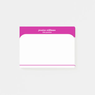 Minimaler tiefrosa und weißer Individuelle Name Post-it Klebezettel