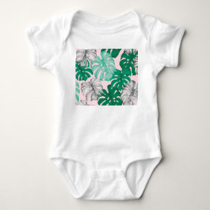 Minimaler Tropischer Monstera Duo-Ton Baby Strampler