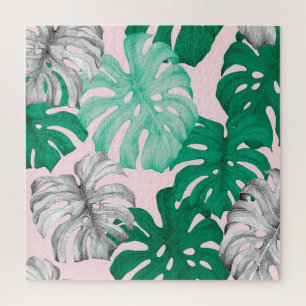 Minimaler Tropischer Monstera Duo-Ton Puzzle