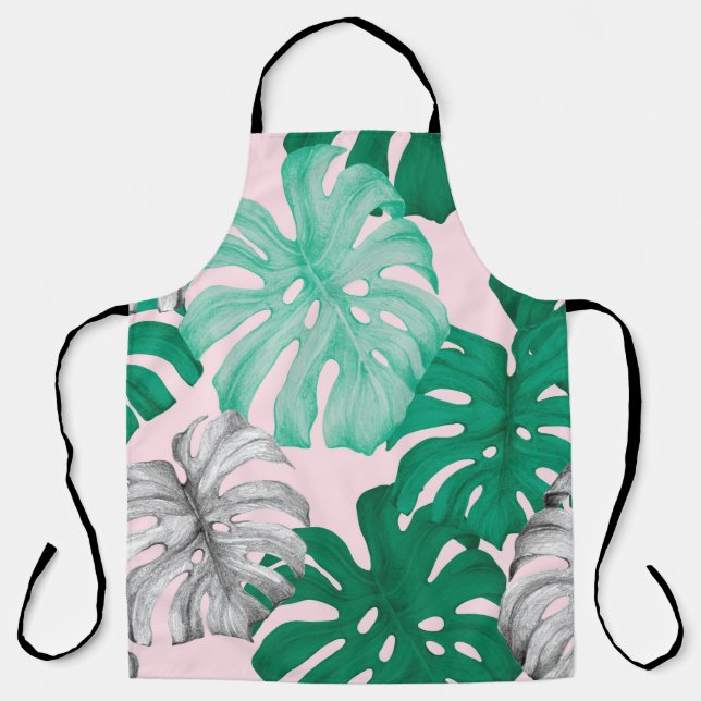 Minimaler Tropischer Monstera Duo-Ton Schürze (Vorderseite)