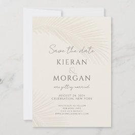 Minimaler tropischer Palmblätterlaib Save the Date Einladung