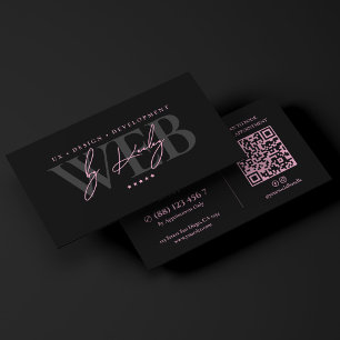 Minimaler UI UX Webdesigner Pink Schwarz Entwickle Visitenkarte