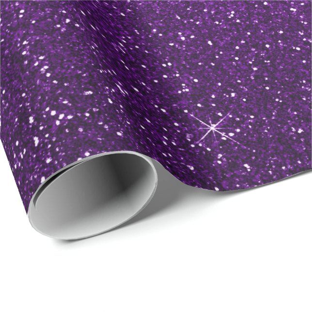 Minimaler Ultra-Violet Lila Glitzer Eggplant Traub Geschenkpapier (Rolleneckpunkt)