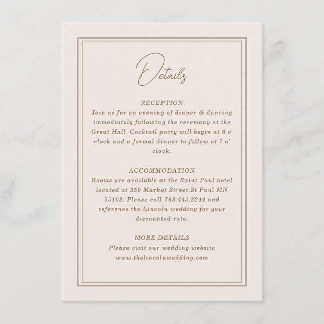 Minimaler Verzierter Rahmen Begleitkarte (Vorderseite)