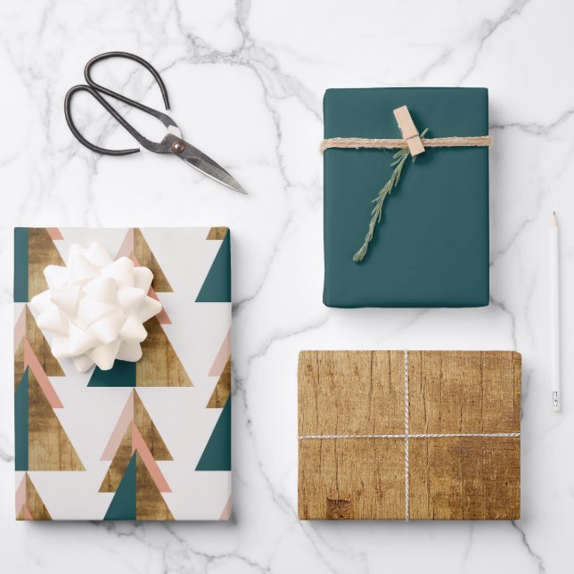 Minimaler Weihnachtsbaum Geschenkpapier Set (Vorderseite)