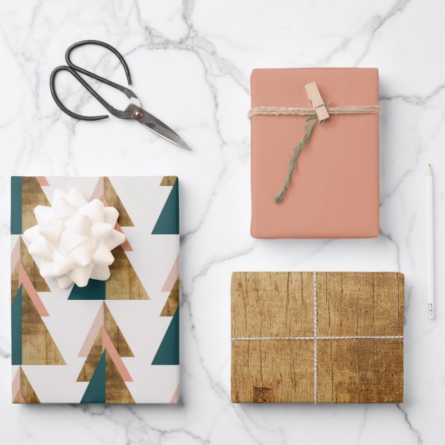 Minimaler Weihnachtsbaum Geschenkpapier Set (Vorderseite)