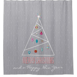 Minimaler Weihnachtsbaum Grau Weihnachten Duschvorhang