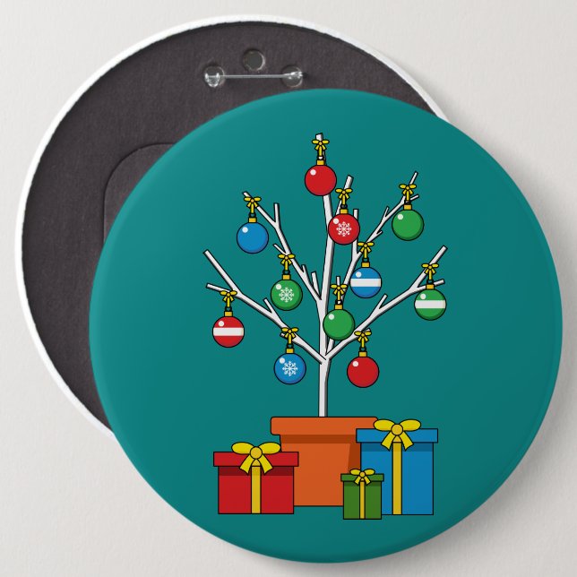 Minimaler Weihnachtsbaum mit Geschenken Button (Vorne & Hinten)