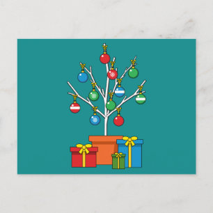 Minimaler Weihnachtsbaum mit Geschenken Feiertagspostkarte