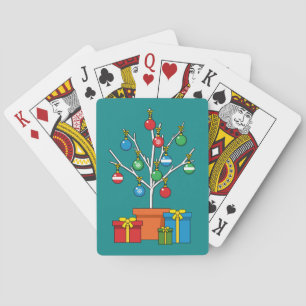 Minimaler Weihnachtsbaum mit Geschenken Spielkarten