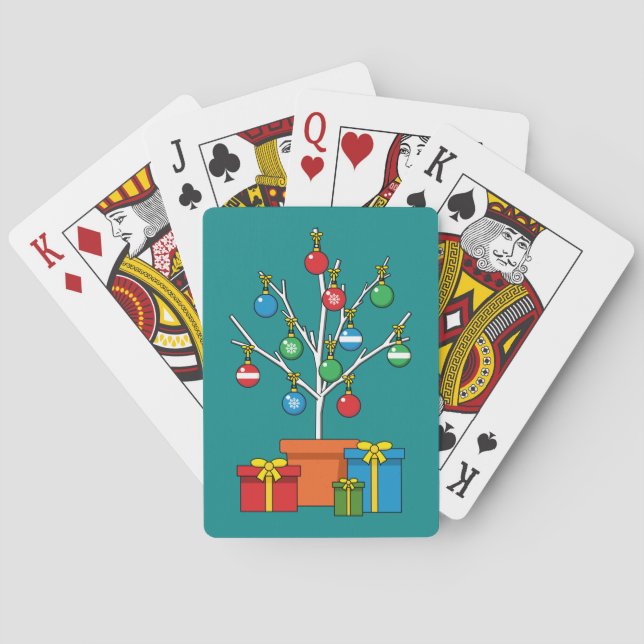 Minimaler Weihnachtsbaum mit Geschenken Spielkarten (Rückseite)