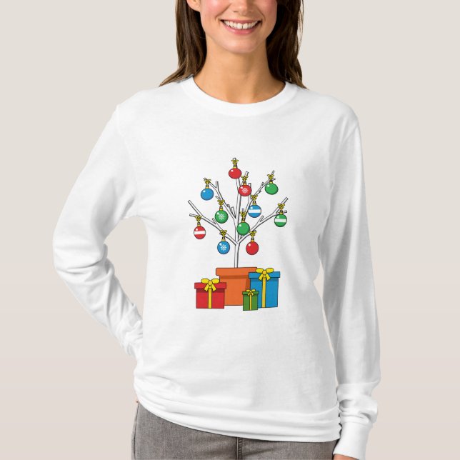 Minimaler Weihnachtsbaum mit Geschenken T-Shirt (Vorderseite)