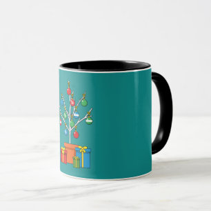 Minimaler Weihnachtsbaum mit Geschenken Tasse