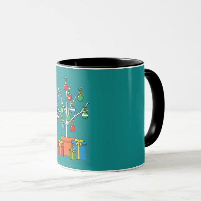 Minimaler Weihnachtsbaum mit Geschenken Tasse (VorderseiteRechts)