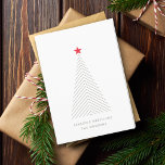 Minimaler Weihnachtsbaum | Red Star Clean Simple Feiertagskarte<br><div class="desc">Einfache,  stilvolle,  minimalistisch gefaltete Urlaubskarte mit einem skandinavischen Minimal-Weihnachtsbaum mit einem einfachen roten Stern. Das Design besticht durch eine moderne minimalistische Typografie,  die sich leicht mit Ihrem Gruß,  Familiennamen & Jahr personalisiert,  perfekt für die festliche Saison! #Christmas #minimalist #holidaycard #scandinavien</div>