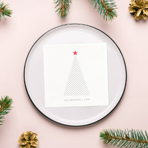 Minimaler Weihnachtsbaum Red Star Clean Simple Serviette