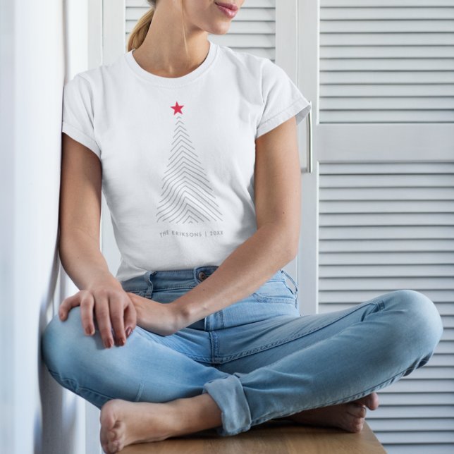 Minimaler Weihnachtsbaum | Red Star Clean Simple T-Shirt (Von Creator hochgeladen)
