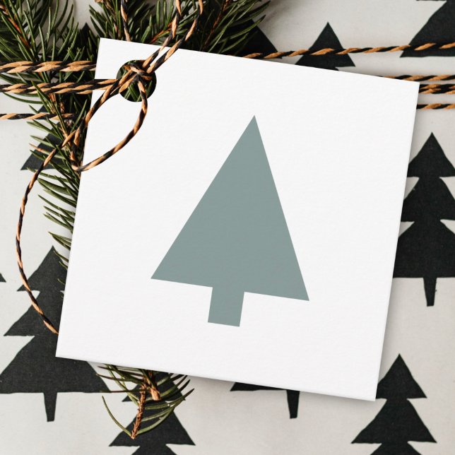 Minimaler Weihnachtsbaum | Sage Green Clean Simple Geschenkanhänger (Von Creator hochgeladen)
