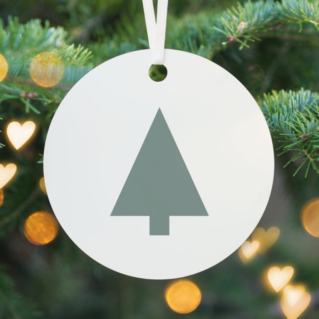 Minimaler Weihnachtsbaum | Sage Green Clean Simple Ornament Aus Metall (Von Creator hochgeladen)