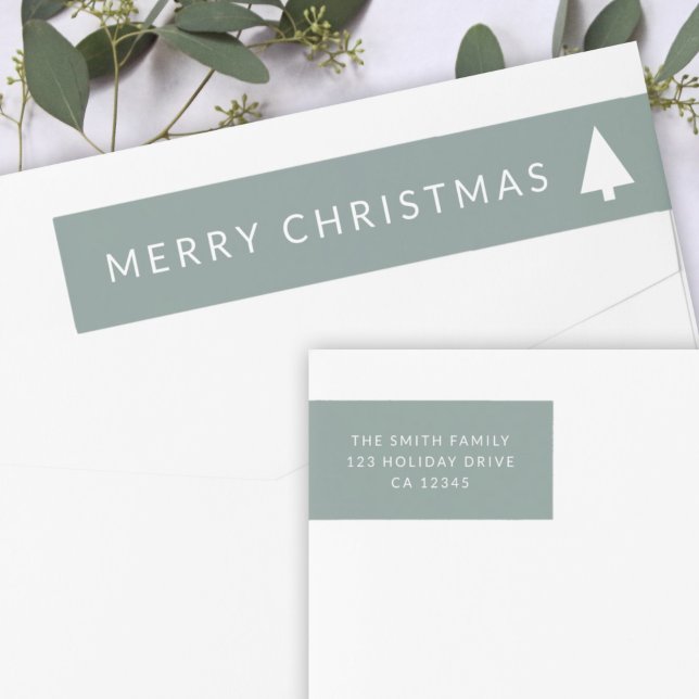 Minimaler Weihnachtsbaum | Sage Green Simple Addre (Von Creator hochgeladen)