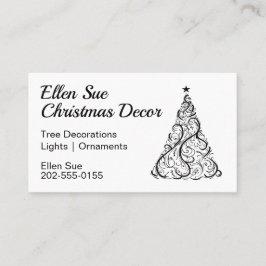 Minimaler Weihnachtsbaum Schwarz und Weiß Visitenkarte