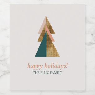 Minimaler Weihnachtsbaum Weinetikett