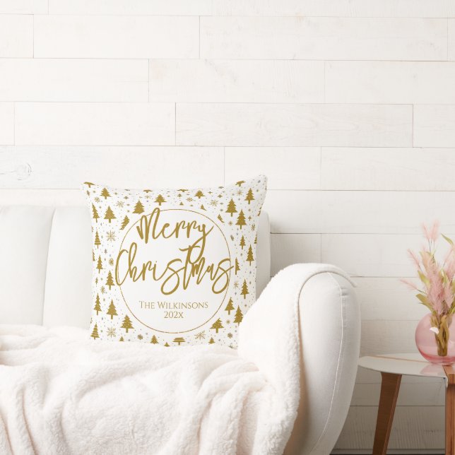 Minimaler Weihnachtsbaum White Gold Kissen (Liege)