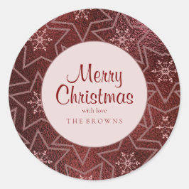 Minimaler Weihnachtsschneeflocken und Sternenmaroo Runder Aufkleber