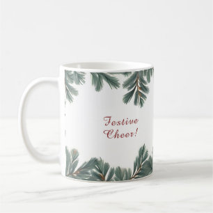 Minimaler Weihnachtsurlaub Cheer Pine Bough Kaffeetasse