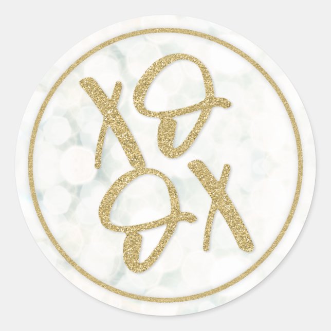 Minimaler White + Gold XOXO Umschlag Aufkleber (Vorderseite)